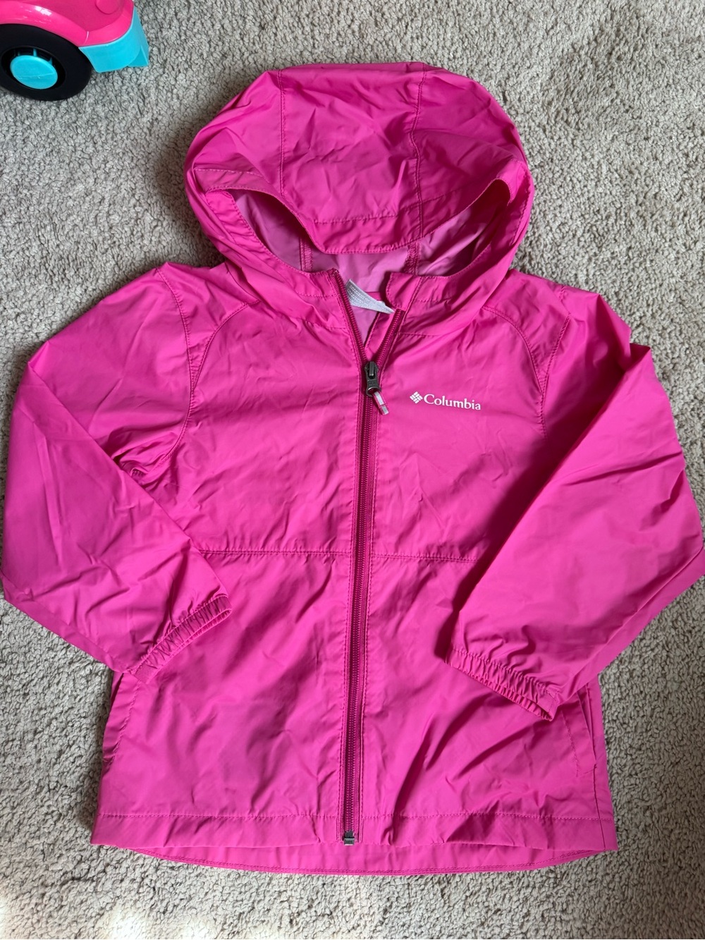Columbia Hot Pink Kids' Hooded Windbreaker Jacket-4T